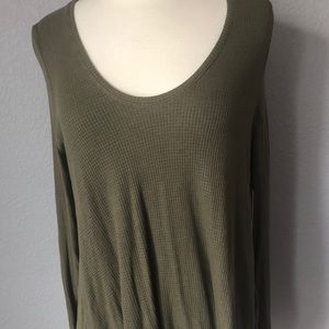 Free People army green thermal with a flowing body